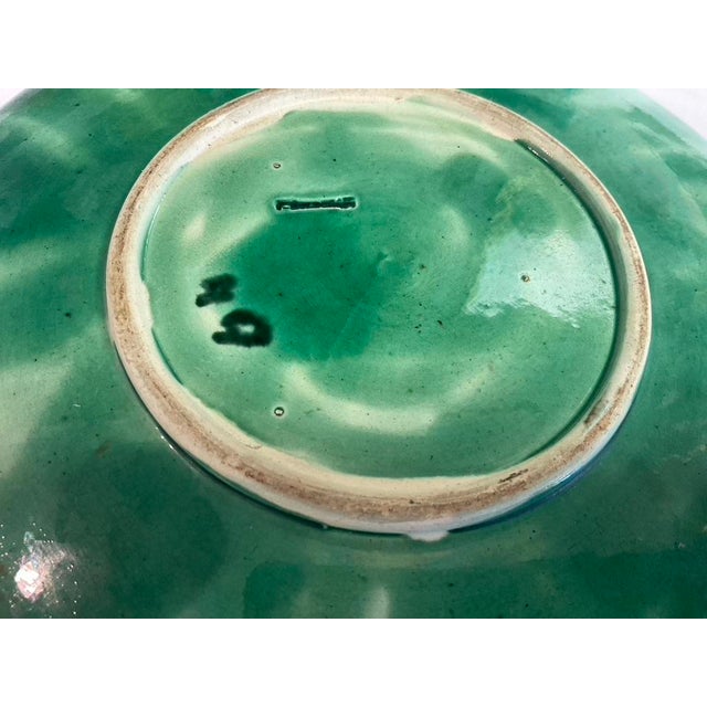 Japanese Late 19th Century Joseph Holdcroft Turqoise Flying Crane Majolica Plate For Sale - Image 3 of 6