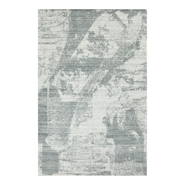 8x10 Versatile Freya Gray Silver Abstract Contemporary Handmade Wool Carpet Rug For Sale