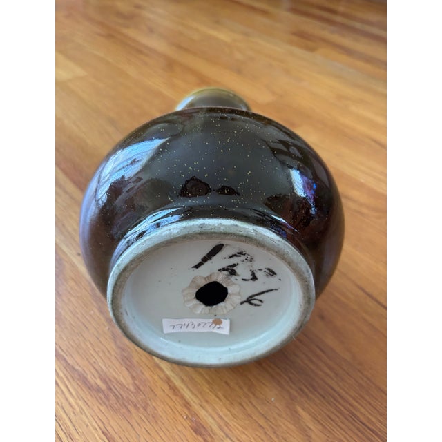 Vintage Chinese Oxblood & Olive Flambé Glazed Porcelain Bottle Vase For Sale In New York - Image 6 of 8