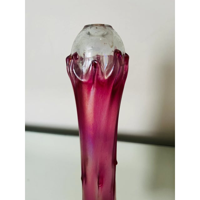 Mid 20th Century Vintage Art Nouveau Style Cranberry Glass Bud Vase For Sale - Image 5 of 6
