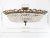 French Large Brass & Crystal Semi Flush Mount Basket Chandelier, Spain 1950s For Sale - Image 3 of 13