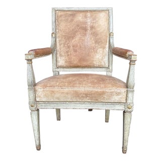 Antique French Louis XVI Fauteuil Arm Chair For Sale