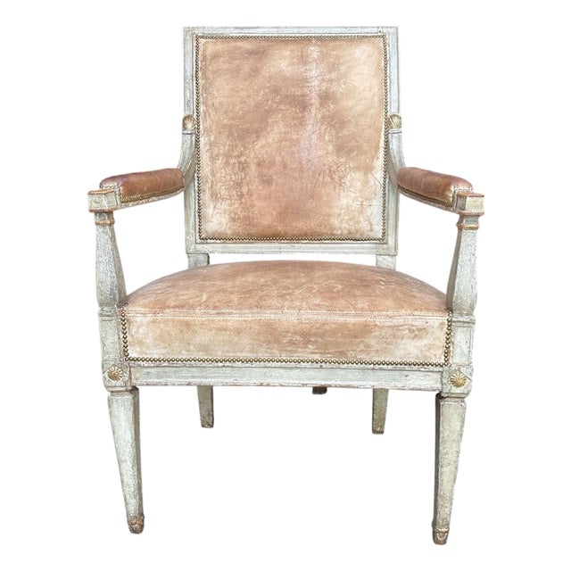 Antique French Louis XVI Fauteuil Arm Chair For Sale
