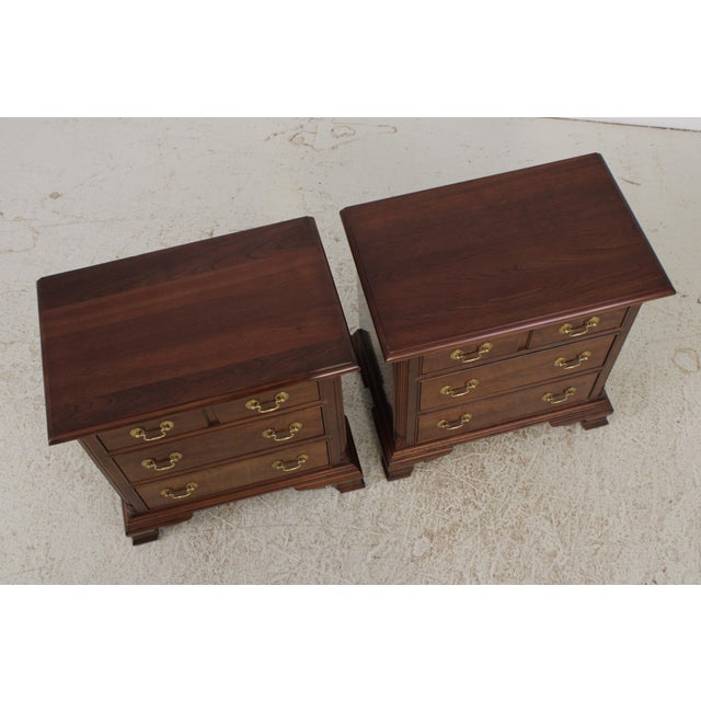 Brown Pair of Stickley Cherry 3 Drawer Nightstands For Sale - Image 8 of 14