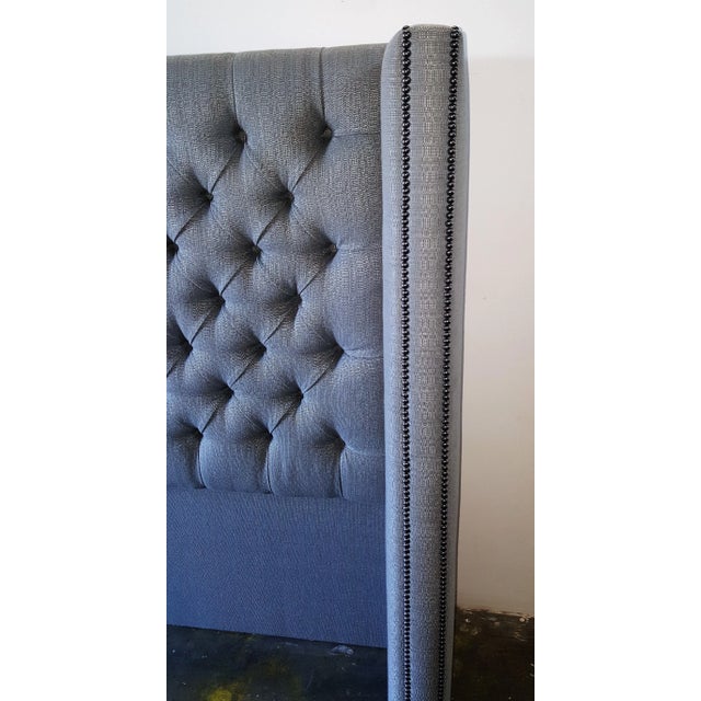 Traditional Custom Upholstered Wing Headboard For Sale - Image 3 of 6