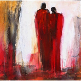 Red Figurative Abstract Painting "6370'' Original Artwork by Edith Konrad For Sale