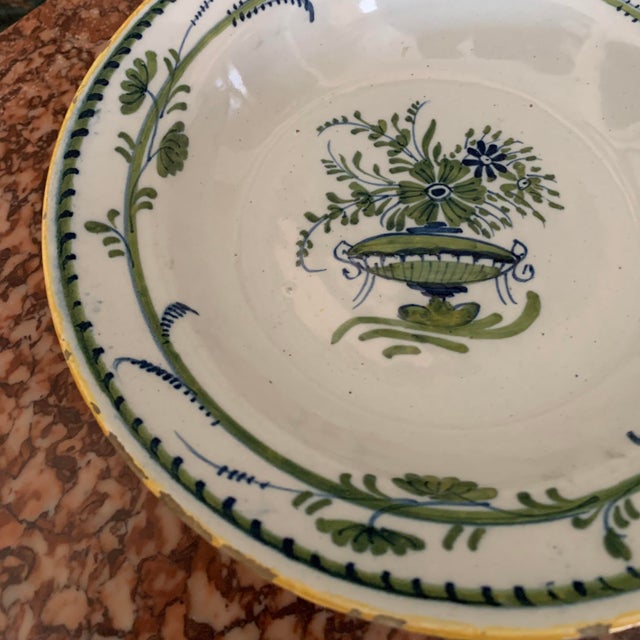 Delftware Bowl Decorated in Green and Blue, 18th Century For Sale - Image 9 of 11