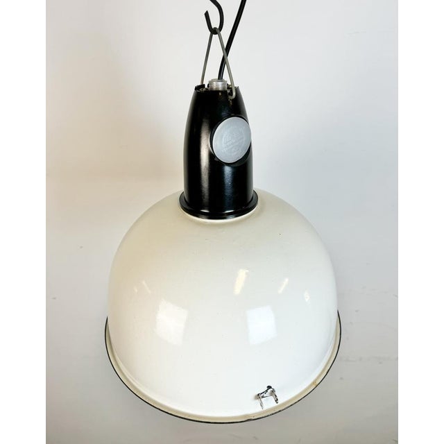 Soviet Industrial White Enamel Pendant Lamp, 1960s For Sale - Image 6 of 18