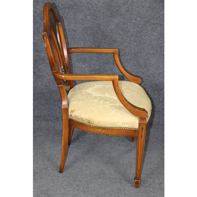 Antique 19th C. English Adams Style Satinwood Armchair, Silk Damask Upholstery For Sale - Image 11 of 11
