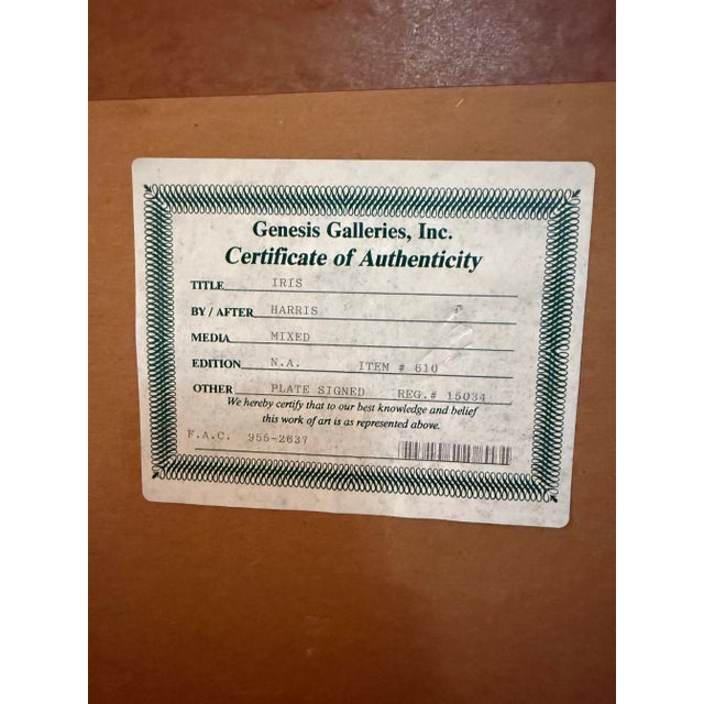 1980s Denise Harris Signed 1987 Hand Embellished Serigraph 25x21 Art Lily Flower For Sale - Image 5 of 8