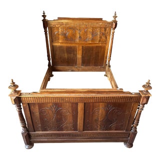 Early 20th Century Henri II Full Size Bed Frame For Sale