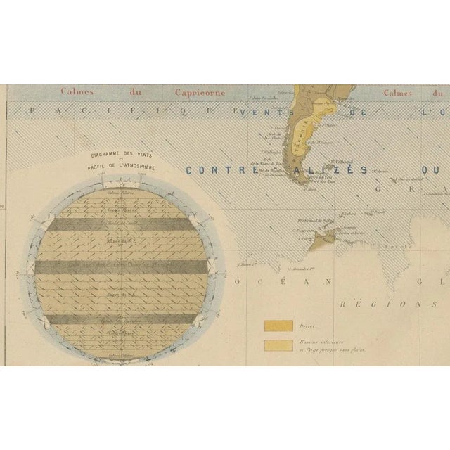 World Wind Currents Map by Andriveau-Goujon, 1861 For Sale - Image 4 of 10