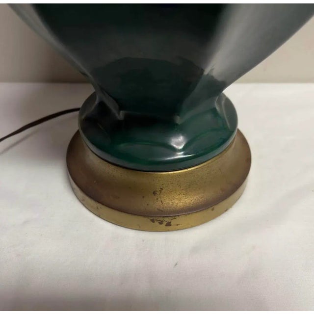 Mid-Century Modern Mid-Century Turquoise and Green Drip Glaze Asian Modern Ceramic Table Lamp For Sale - Image 3 of 3