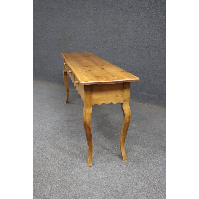 Brown French Country Pine Console Table With Three Drawers For Sale - Image 8 of 11