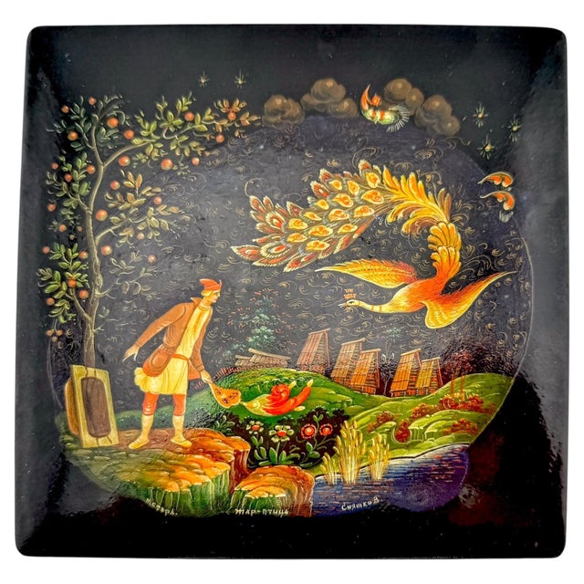Soviet Mstyora Firebird Lacquer Box Signed V. Snyatkov, circa 1980 For Sale - Image 9 of 16
