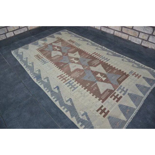 Textile 1960's Vintage Turkish Tribal Kilim Rug- 3′4″ × 5′7″ For Sale - Image 7 of 10