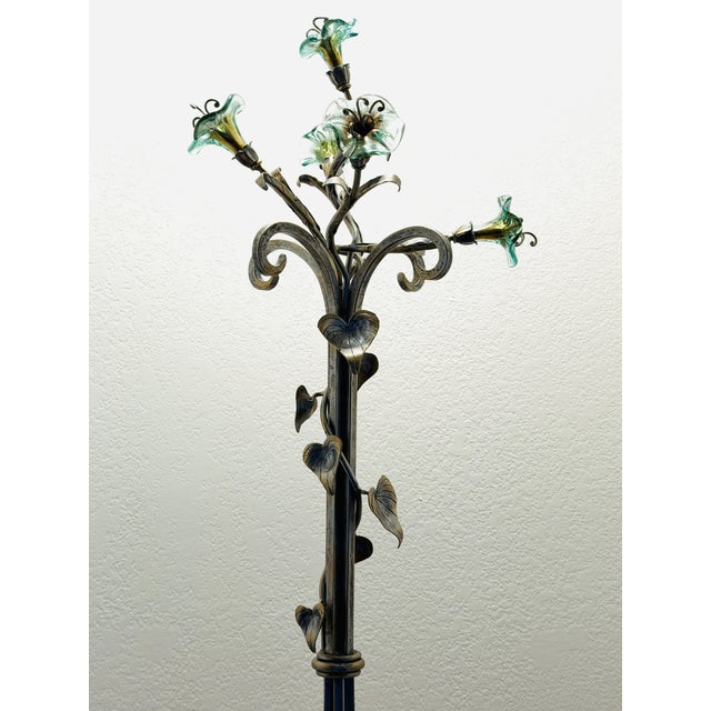 Janice Minor Design Wrought Iron Amaryllis Glass Deocration Fireplace Tool Set For Sale - Image 14 of 15