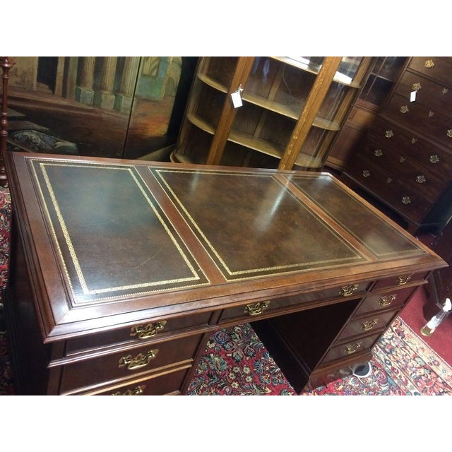 Traditional Vintage Executive Desk, Leather Top Desk, Sligh Furniture For Sale - Image 3 of 18