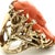 Orange Italian Carved Red Coral Diamond 14k Gold Statement Ring, Circa 1970s, Size 6.25 For Sale - Image 8 of 13