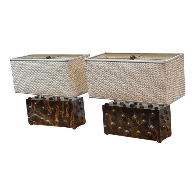 Lika Moore for Blackman Cruz Workshop Studded Table Lamps, Pair For Sale