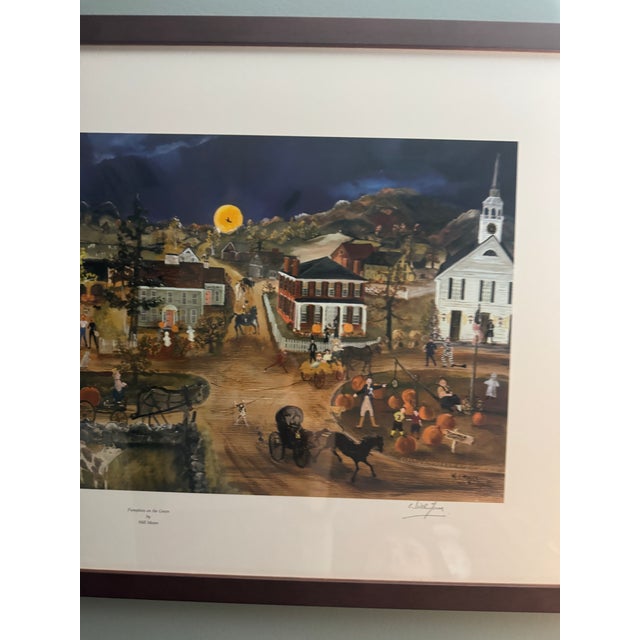 "Pumpkins on the Green" Will Moses Signed & Numbered Limited Edition Custom-Framed 1990s Print For Sale In Providence - Image 6 of 11
