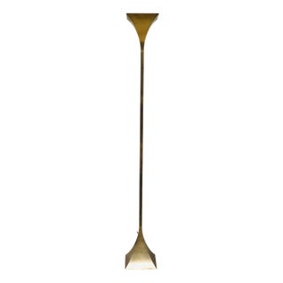 Postmodern Fluted Brass Torchiere Floor Lamp from Relco, Italy, 1980s For Sale