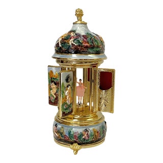 1950's Italian Reuge Capodimonte Cherub Music Box With Ballerina Cigarette Holder For Sale