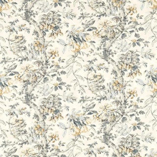 Zoffany Coromandel Print Fabric in Empire Grey For Sale