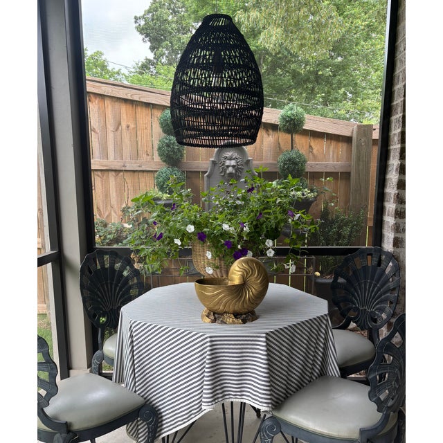 Traditional Vintage Large Scale Palm Beach Style Brass Nautilus Shell Planter For Sale - Image 3 of 17