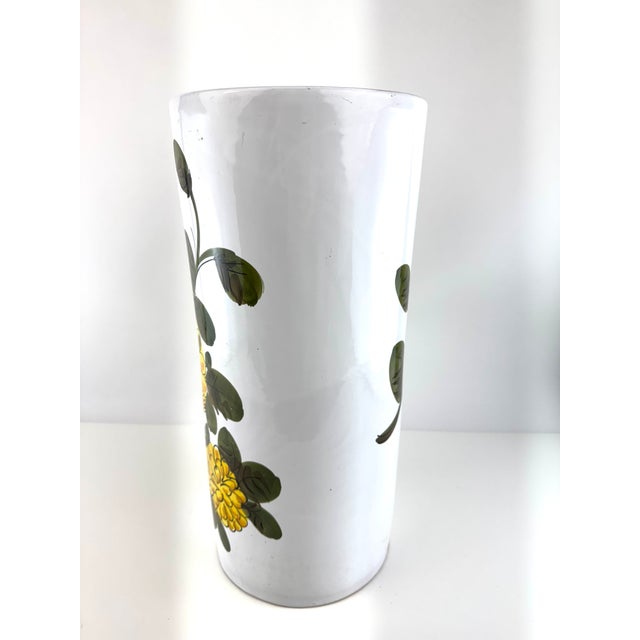 Ceramic 1970s Italian Hand-Painted Ceramic Sunflower Umbrella Stand For Sale - Image 7 of 9