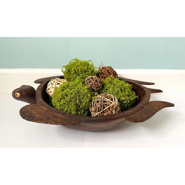 Vintage Island Wood Carved Turtle Bowl For Sale - Image 11 of 13