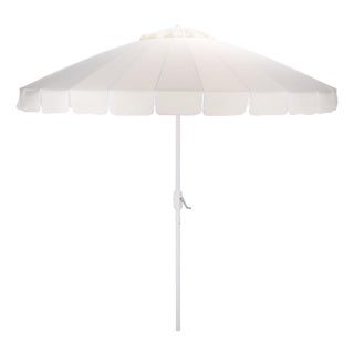 Panza 9 Ft Crank Umbrella, Ivory/White Pole For Sale