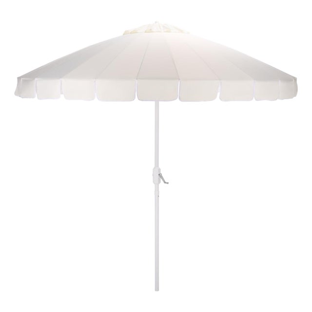 Panza 9 Ft Crank Umbrella, Ivory/White Pole For Sale