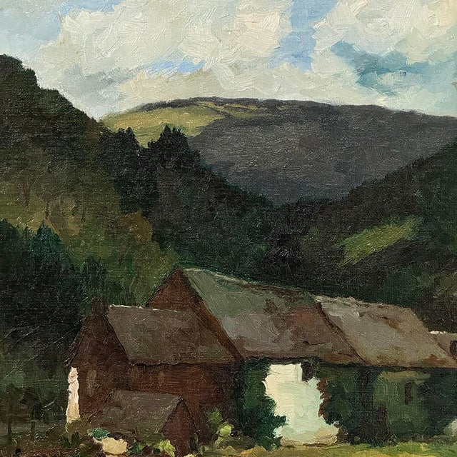 Framed Oil Painting on Canvas by Pierre Colson (1930-?) 'Farmhouse in the Ardennes' For Sale - Image 13 of 16