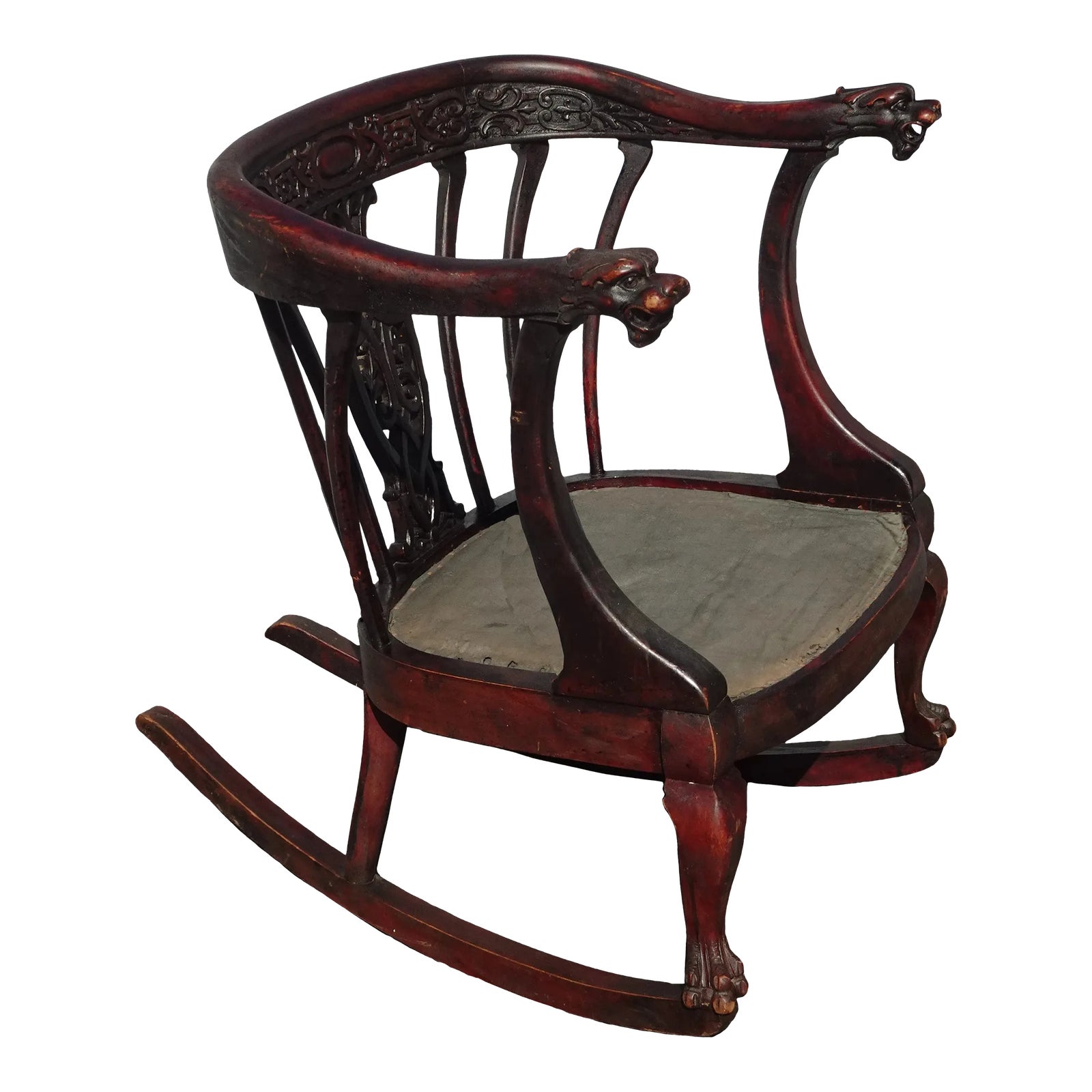 Antique Rocking Chair Frame W Dragon Head Handrests ~ French Louis ...