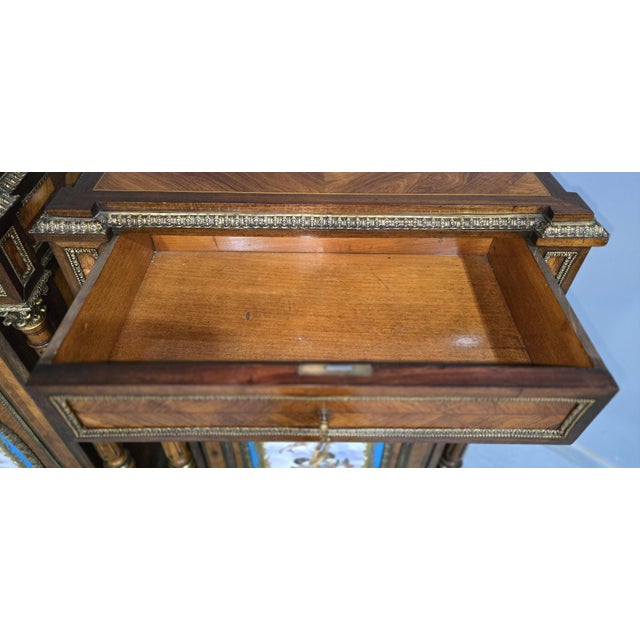 Tall French Louis XVI Porcelain Mounted Cabinets, 1880, Set of 2 For Sale - Image 6 of 18