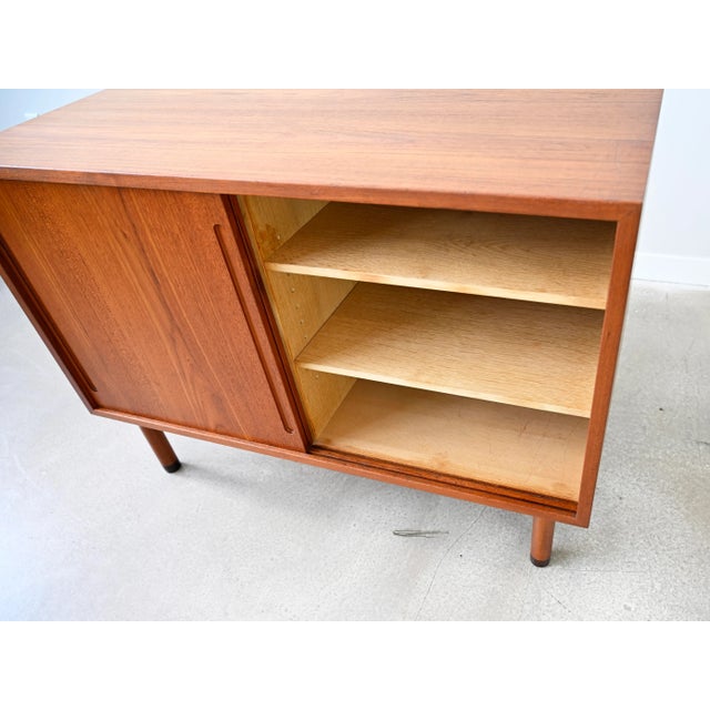 Vintage Sliding Door Cabinet in Teak by Hans Wagner for Ry Möbler For Sale - Image 13 of 16