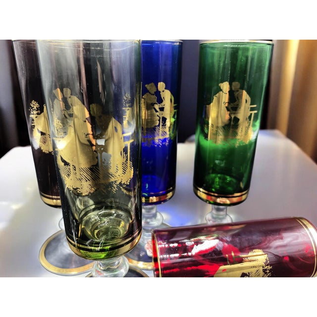 Vintage Italian Multicolored Glasses, 1950s, Set of 6 For Sale - Image 9 of 12