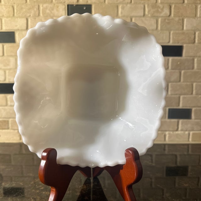 6 pieces of White, Milk Glass diamond quilted pattern with ruffle edges is a signature design element extremely rare and...