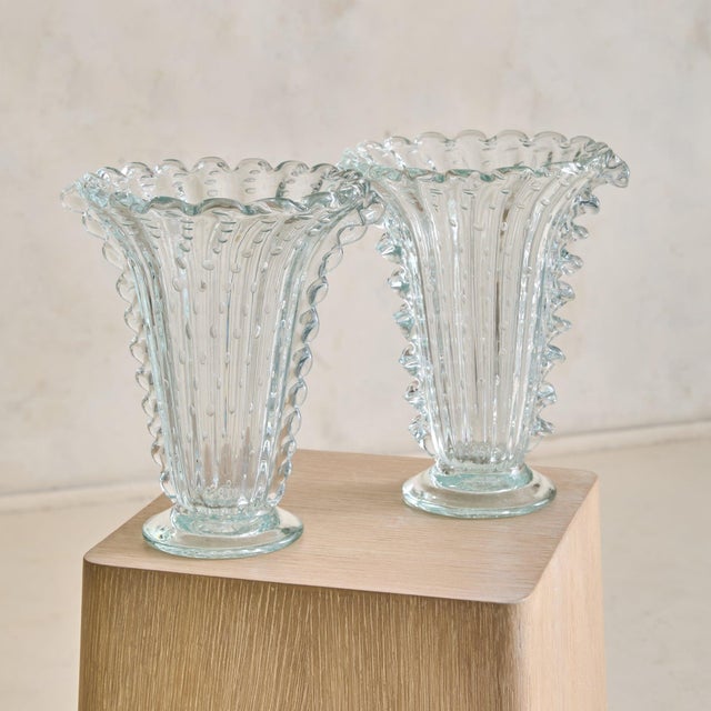 Italian Murano Bullicante Glass Vase Attributed to Barovier & Toso, 1930s For Sale - Image 4 of 11
