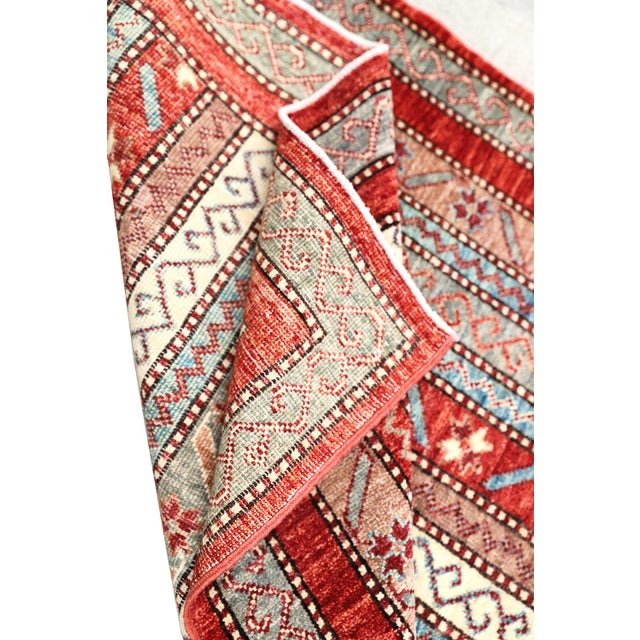 2'11" X 4'10" Small Hand Knotted Geometric Persian Afshari Design Rug (3' X 5') For Sale - Image 10 of 11