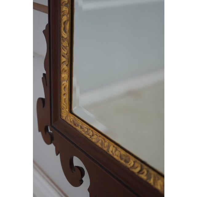 Chippendale Custom Quality Beveled Glass Mahogany Mirror For Sale - Image 9 of 10