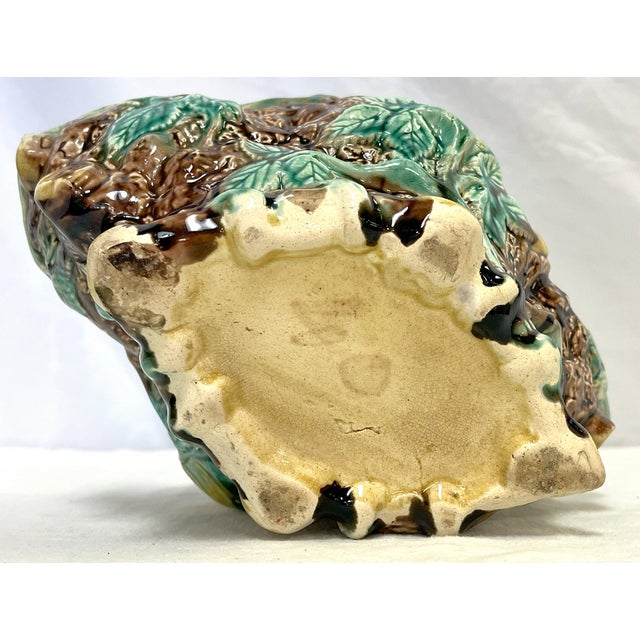 Vintage Italian Majolica Faux Bois Birds Nest Ceramic Basket Vase For Sale - Image 12 of 12