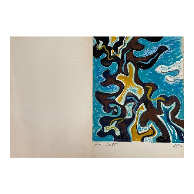 Unknown, Arabesques Tropicales, Original Watercolor Drawing, 1970s For Sale