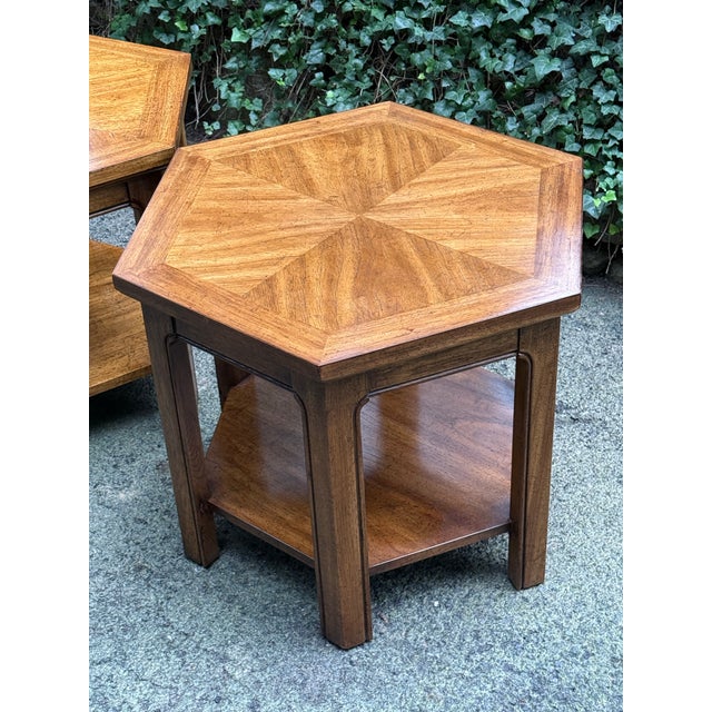 1980s Late 20th Century Hexagonal End Tables - A Pair For Sale - Image 5 of 10