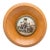Vintage Spanish Pastoral Wall Plaque, Wood Framed Medallion With Metal Inset, Figural Scene, 4.875" Round For Sale