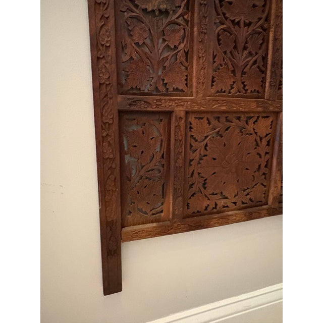 Mid 20th Century Hand-Carved Indian Teak Jali Architectural Screen Panel For Sale - Image 5 of 11
