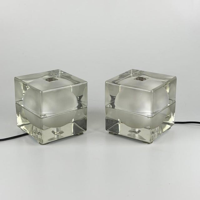 Alessandro Mendini Satin Cubosfera Lamps by Mendini for Fidenza Vetraria, 1960s, Set of 2 For Sale - Image 4 of 18