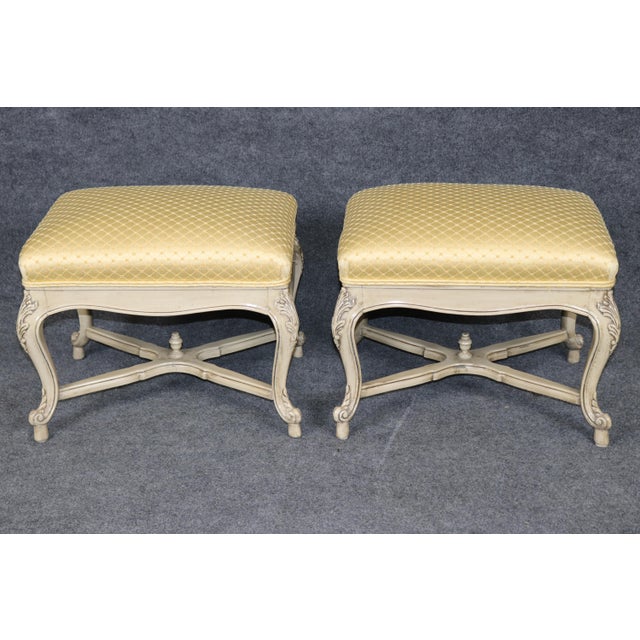 1950's Pair Louis XV Style Painted Decorated Benches For Sale In Philadelphia - Image 6 of 11