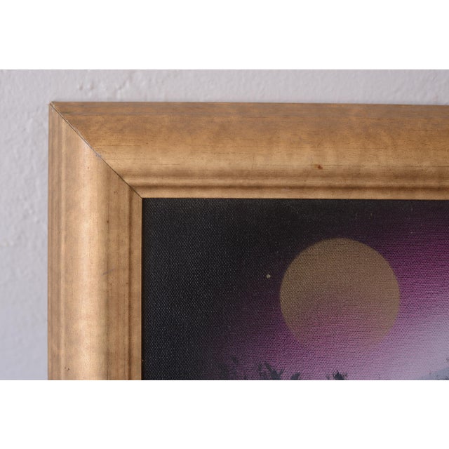 Mid Century Japanese Landscape Mount Fuji With Fishermen Painting For Sale - Image 11 of 12